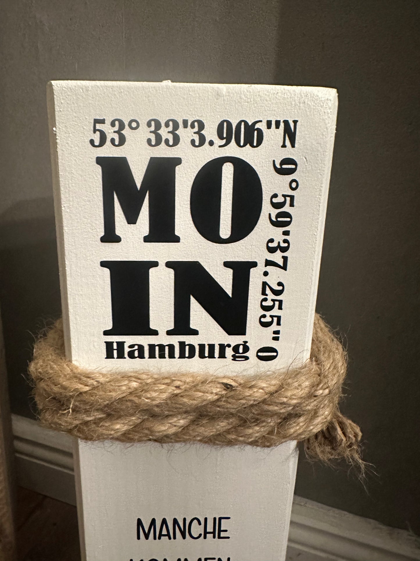 Personalisierter Poller mit den Koordinaten Ihrer Stadt, verschiedene Höhen, individuell Heimathafen Lieblingsinsel Koordinaten Hochzeit