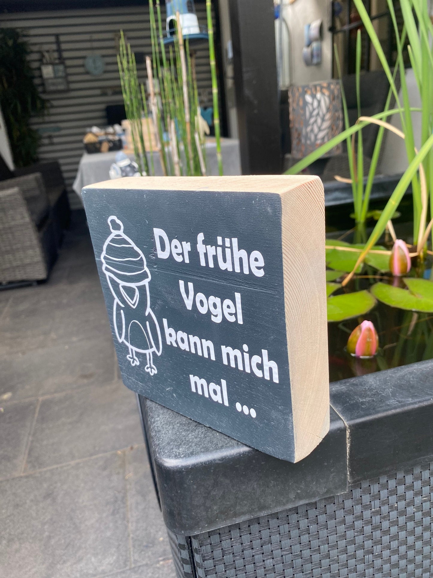 Der frühe Vogel anthrazit Holzschild Wandschild Schild Heimathafen Manapal maritime Deko