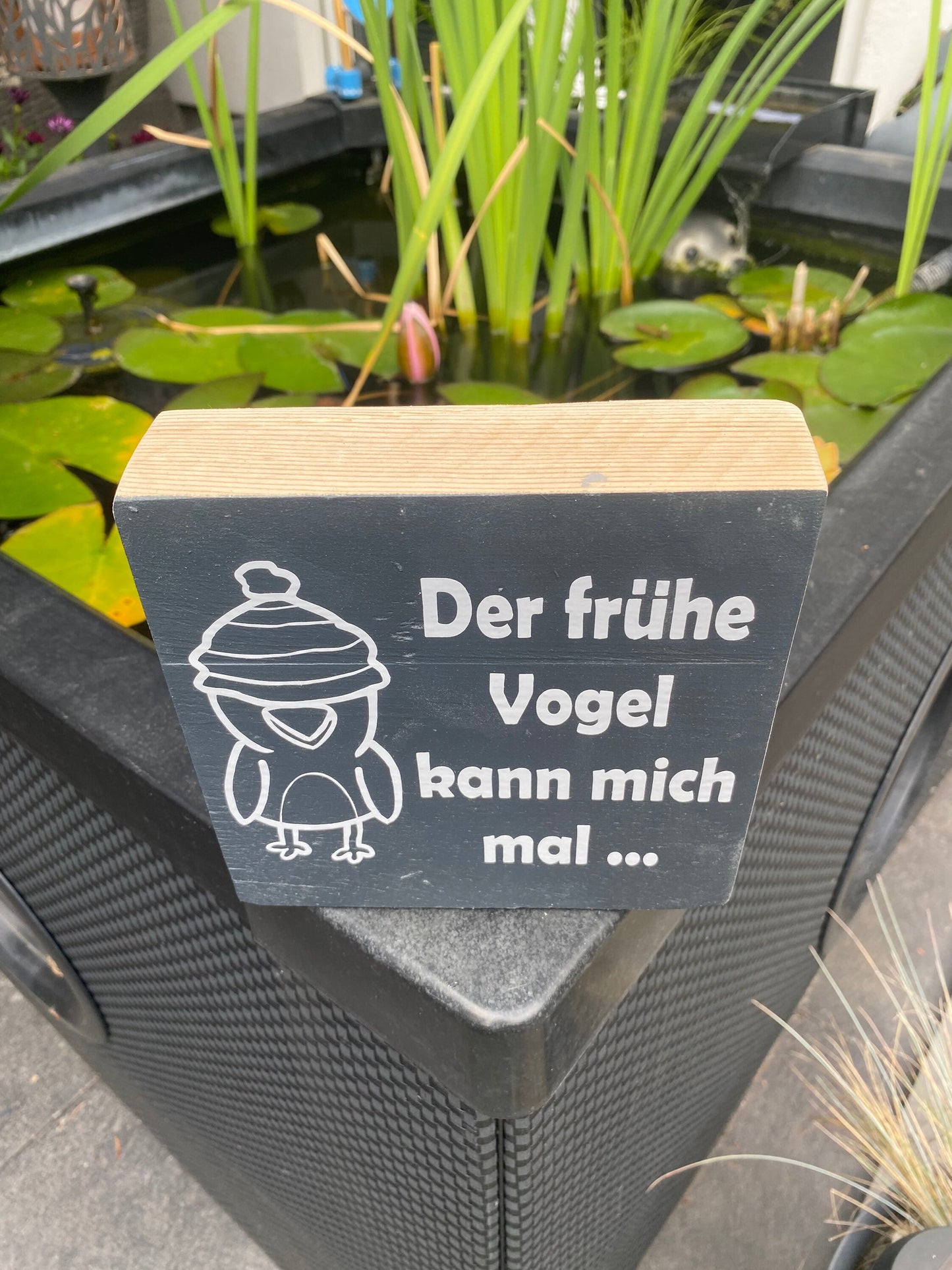 Der frühe Vogel anthrazit Holzschild Wandschild Schild Heimathafen Manapal maritime Deko