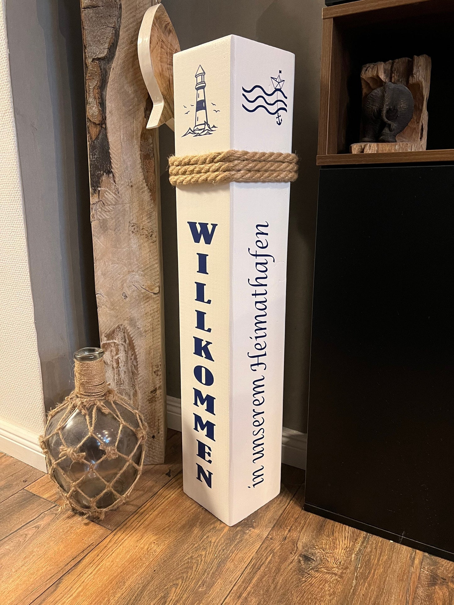 Personalisierter Poller mit Ihrem Namen oder Wunschtext, verschiedene Höhen, individuell Heimathafen Lieblingsinsel Koordinaten Hochzeit