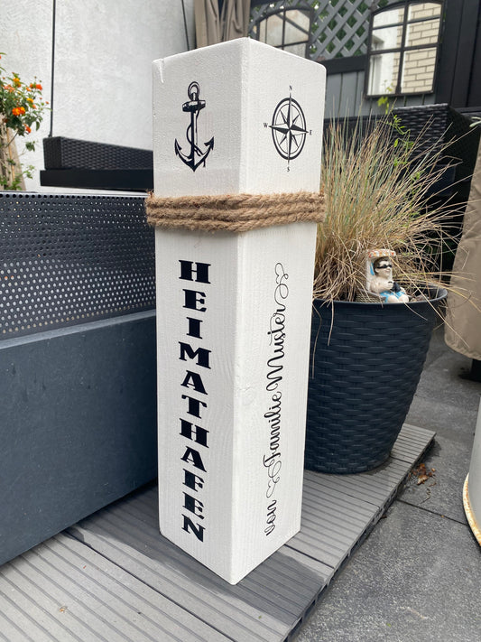 Personalized bollard with your name or desired text, different heights, individual home port favorite island coordinates wedding