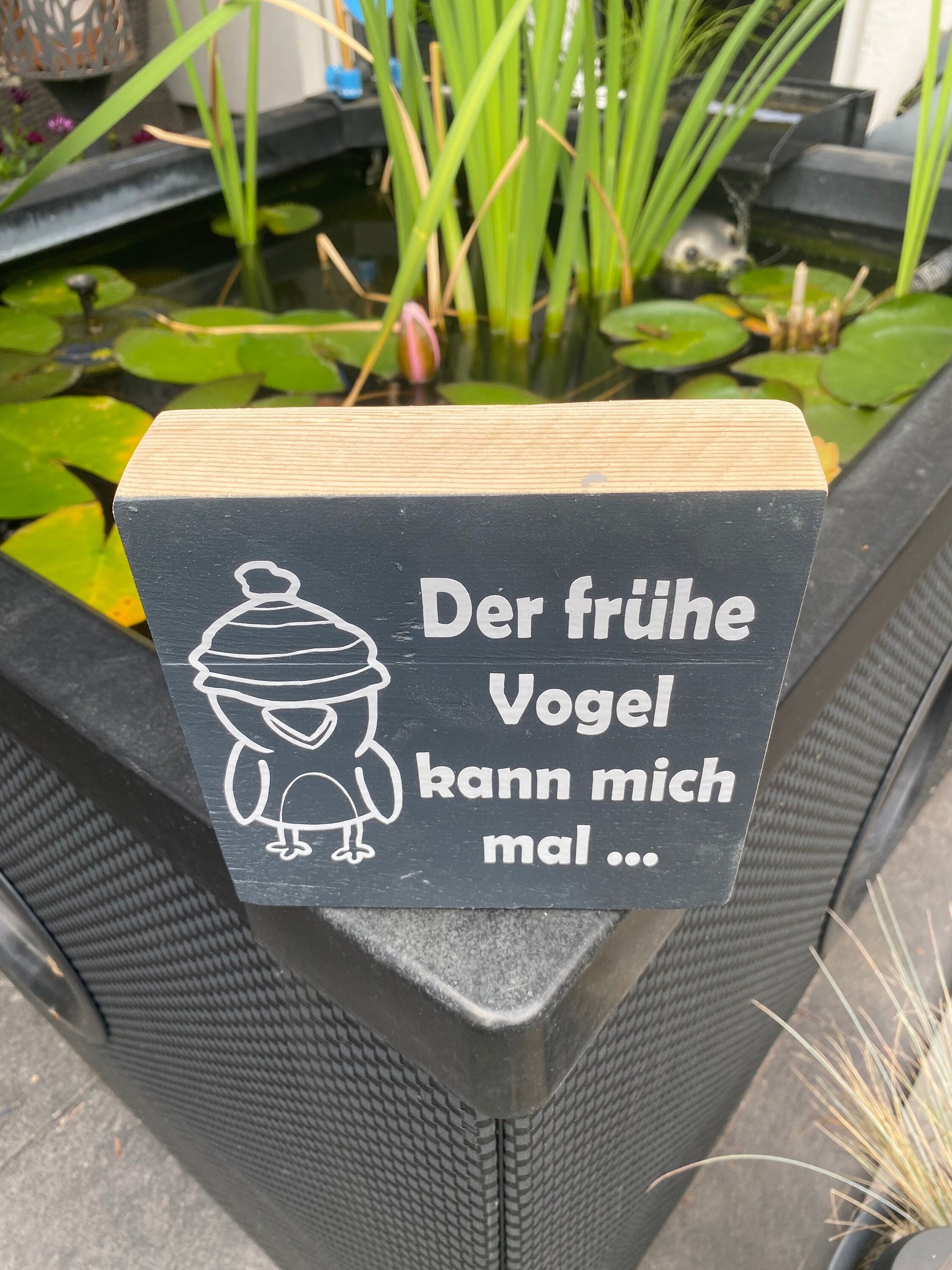 Der frühe Vogel anthrazit Holzschild Wandschild Schild Heimathafen Manapal maritime Deko
