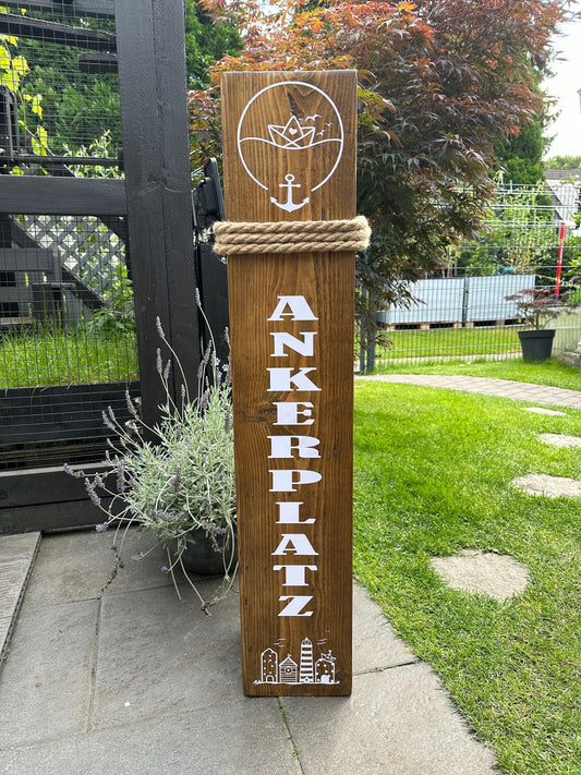 Manapal maritime Deko XXL 1m Moin Ankerplatz Poller Stele Dalben rustikal Gartendeko Küste Meer Anker Heimathafen Balken Dekobalken Säule