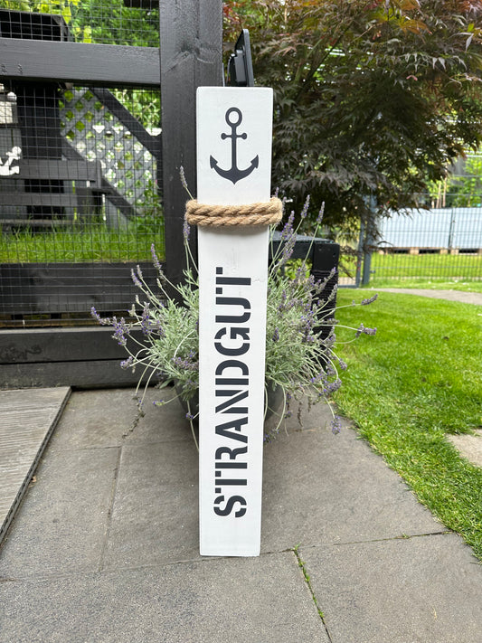 Strandgut weiß Heimathafen Anker Poller Gartendeko Ankerplatz Haus Zuhause Dekosäule Poller Balken Stele Holzsäule